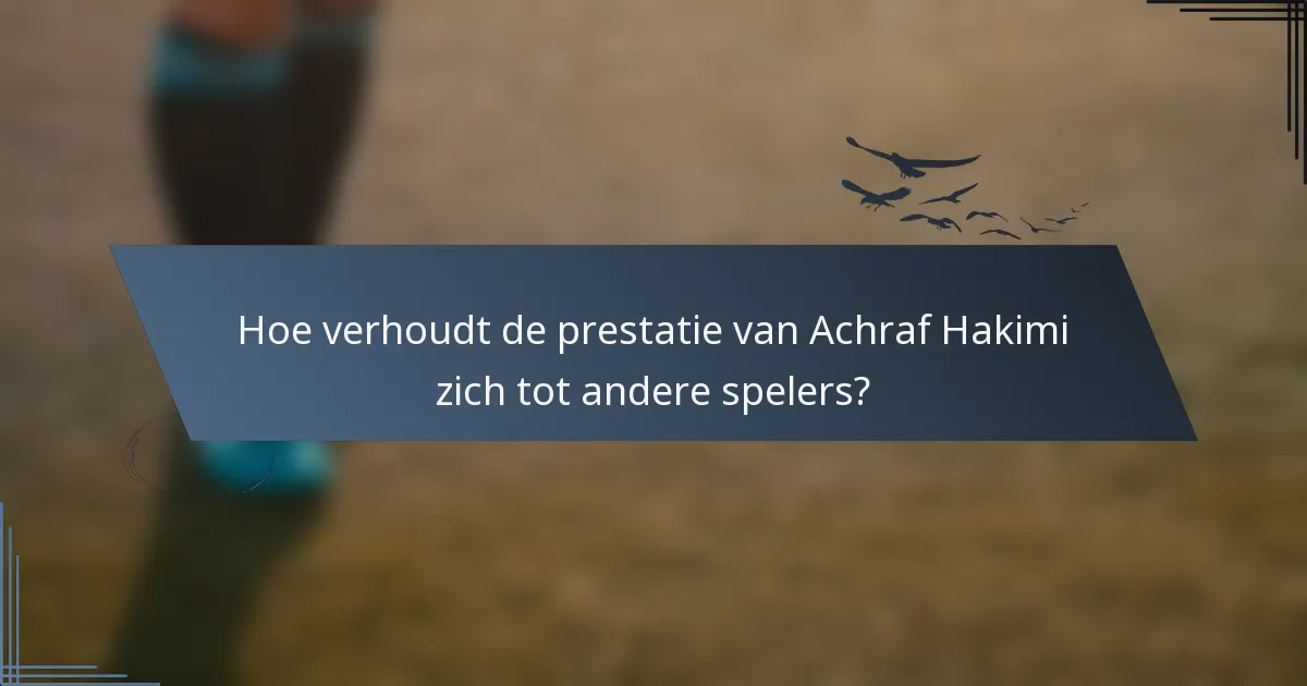 Hoe verhoudt de prestatie van Achraf Hakimi zich tot andere spelers?
