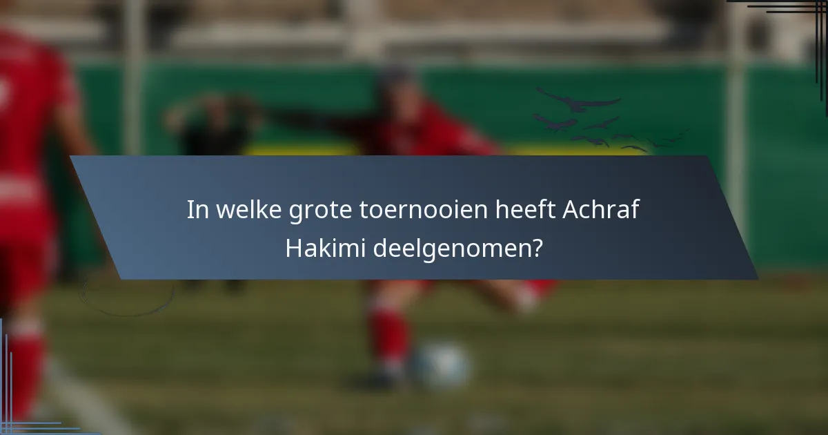 In welke grote toernooien heeft Achraf Hakimi deelgenomen?